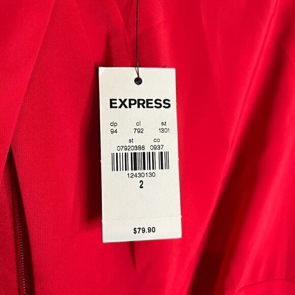 NWT Express bright red keyhole long sleeve dress - Picture 4 of 6